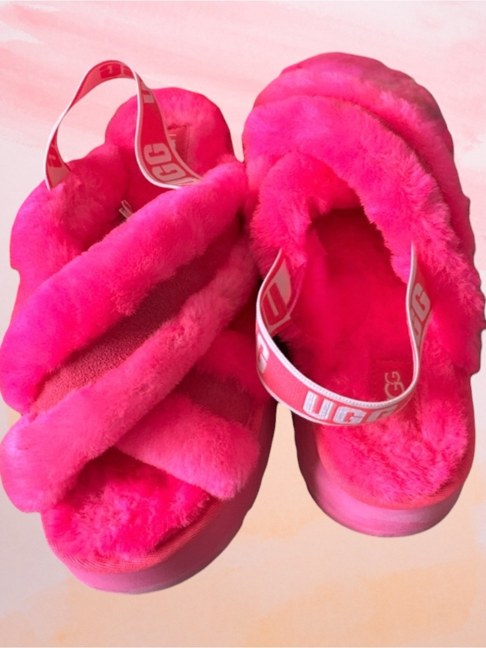 UGG Disco Cross Slide Taffy Pink Platform Sandals Slippers Slingback Size 7 - Picture 10 of 16